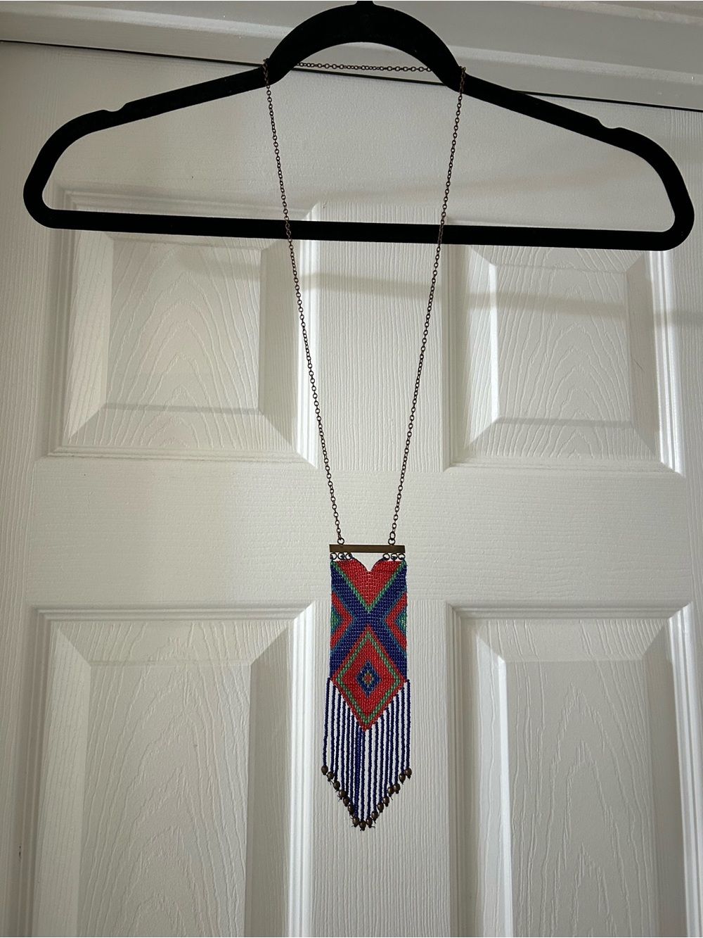 Colorful Beaded Fringe Necklace - Multicolor